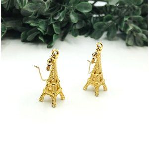 Earrings gold tone Eiffle towers